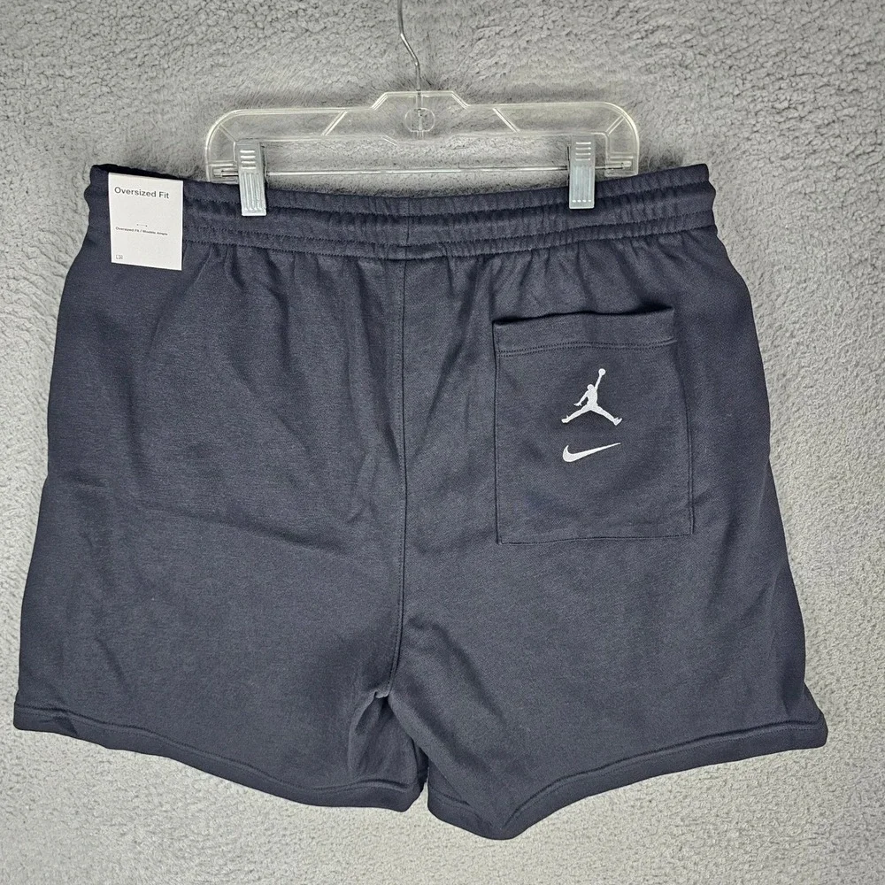 Jordan Shorts Mens L Black Terry Fleece MVP Graphic Fleece Drawstring 28386